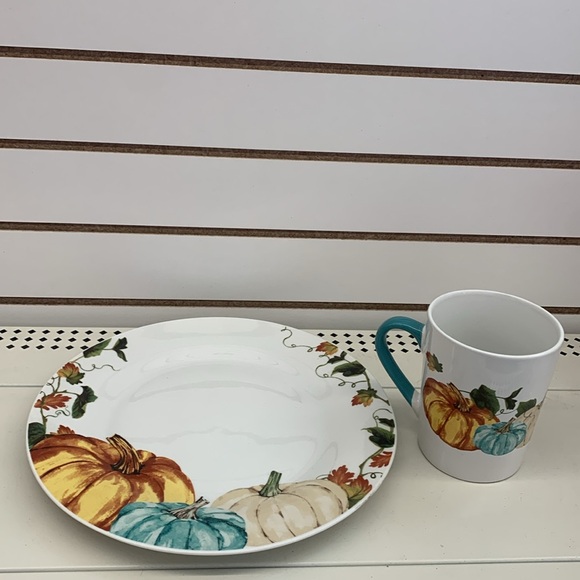 Royal Norfolk Stoneware Pumpkin Dinner Plates, 10.5 in. Thanksgiving themed - Picture 3 of 16